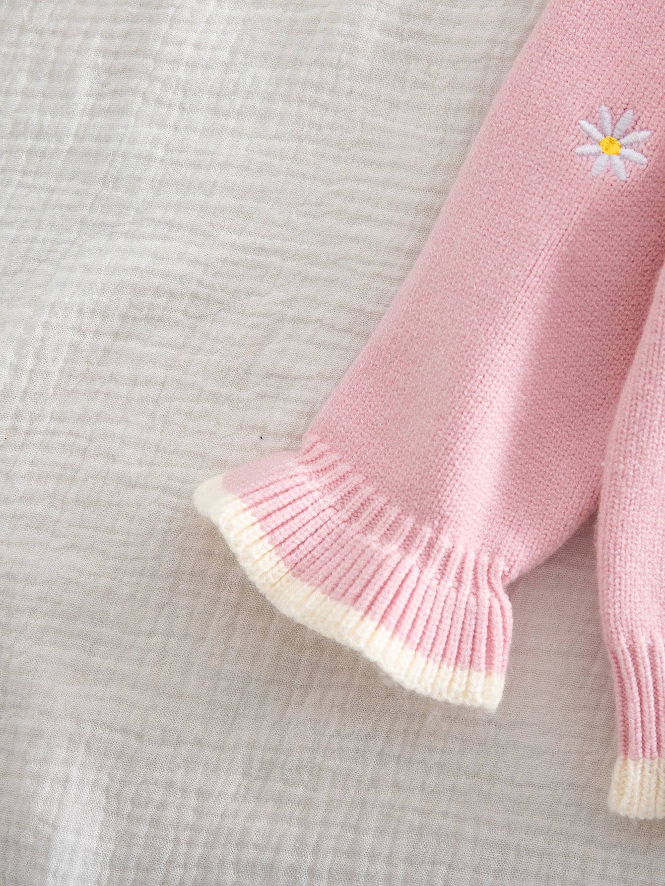Baby Girl Knitted Peter Pan Collar Long Sleeve Loose Pullover Sweater And Pants 2 Pieces Set