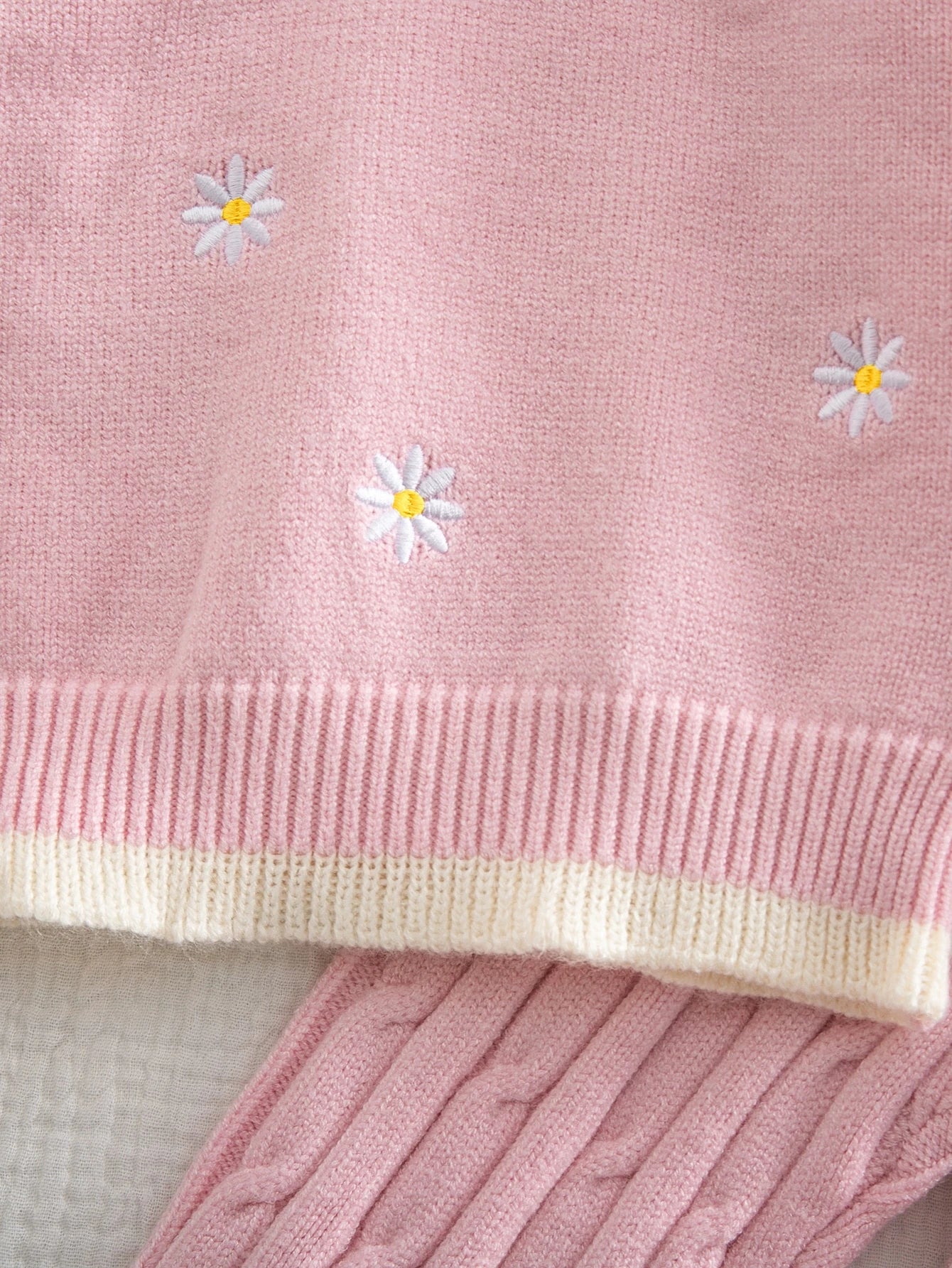 Baby Girl Knitted Peter Pan Collar Long Sleeve Loose Pullover Sweater And Pants 2 Pieces Set