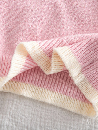 Baby Girl Knitted Peter Pan Collar Long Sleeve Loose Pullover Sweater And Pants 2 Pieces Set
