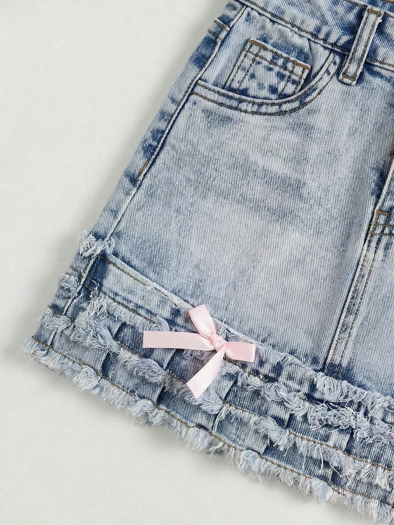 Baby Girl Lovely Pink Bow Blue Denim Skirt, Kid Spring And Summer Casual Vacation Country Boho Wear, Beach For Kid Girls, Festival Festival Of Girls
