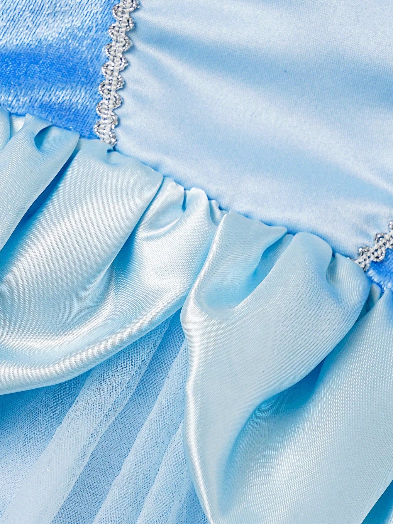 Baby Girl Princess Blue Beauty & Court Style Jewel Decor Mesh Bodysuit Dress