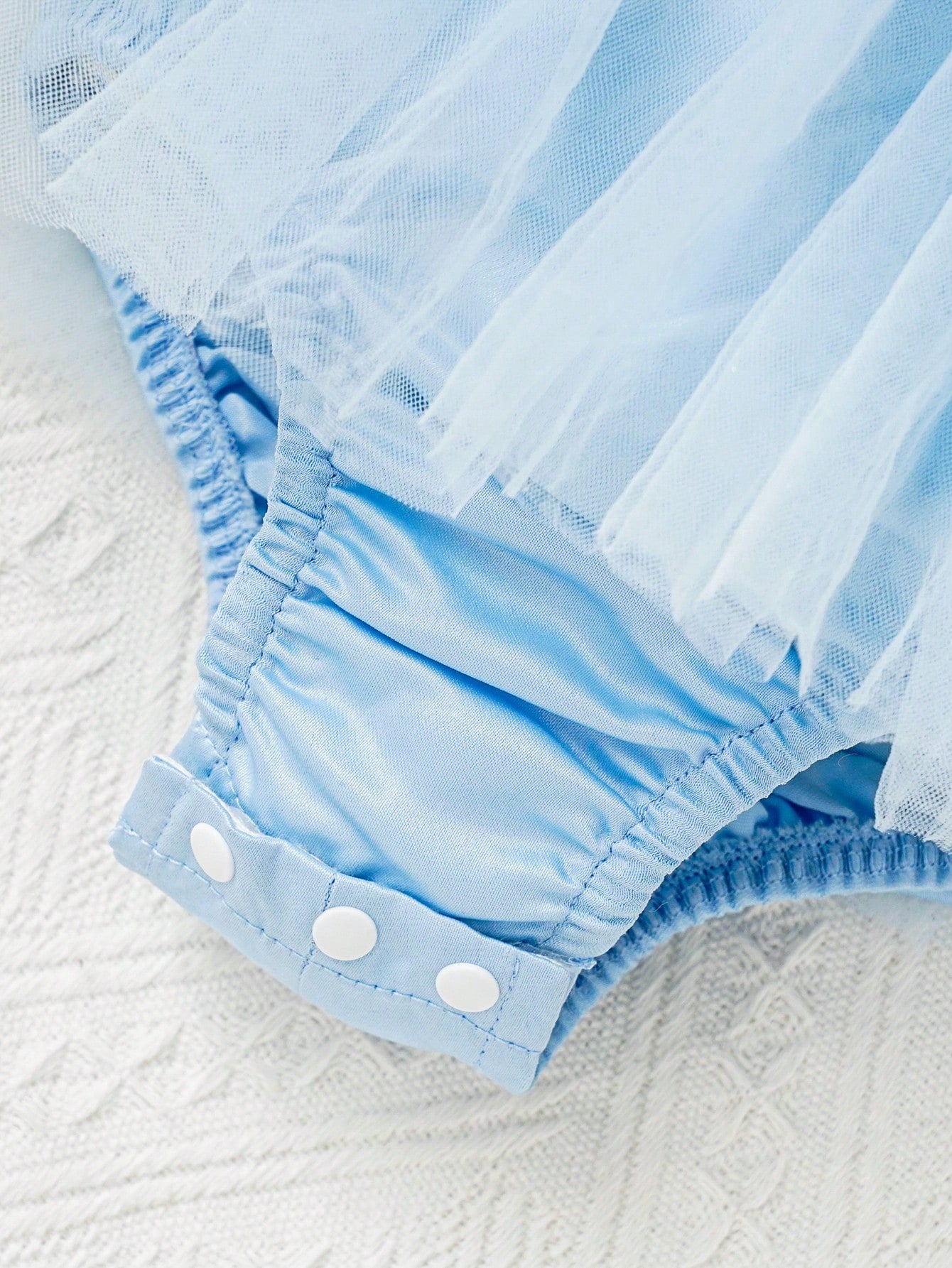 Baby Girl Princess Blue Beauty & Court Style Jewel Decor Mesh Bodysuit Dress