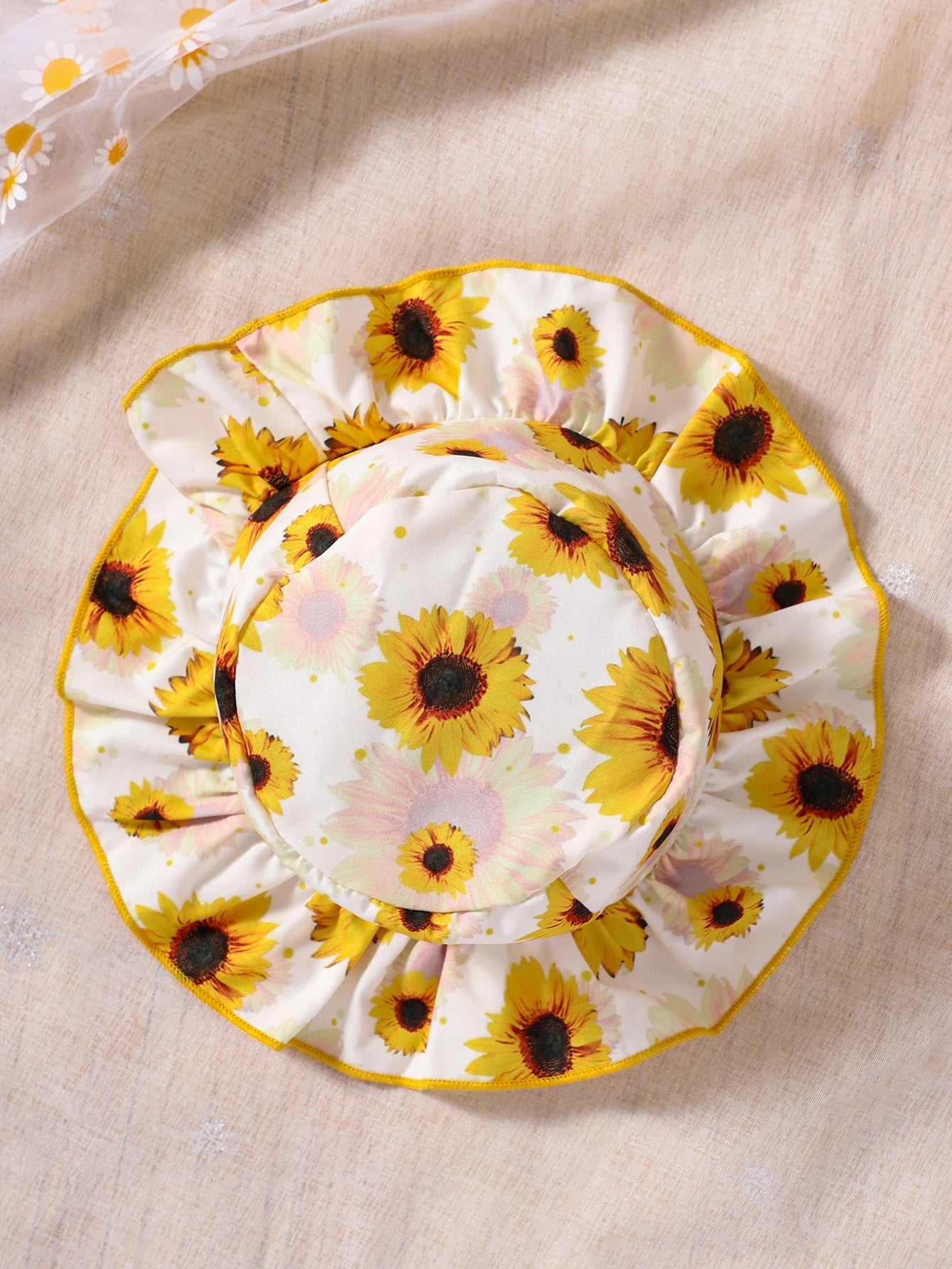 Baby Girl Sunflower Print Ruffle Trim Bodysuit