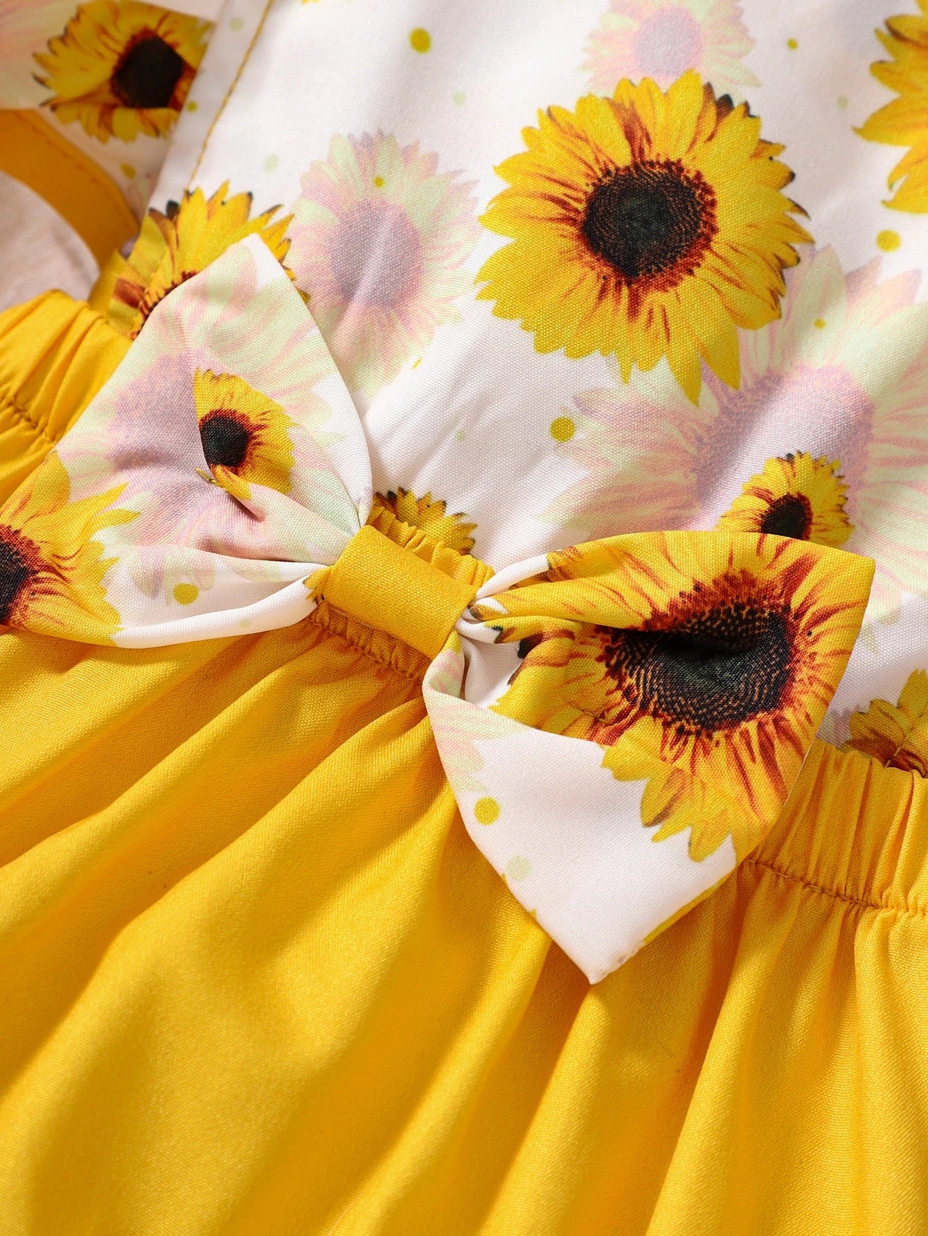 Baby Girl Sunflower Print Ruffle Trim Bodysuit