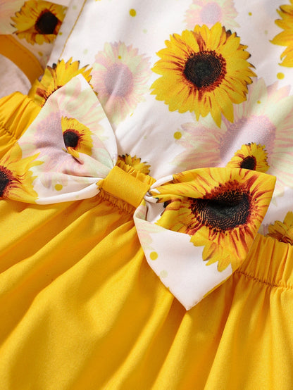 Baby Girl Sunflower Print Ruffle Trim Bodysuit