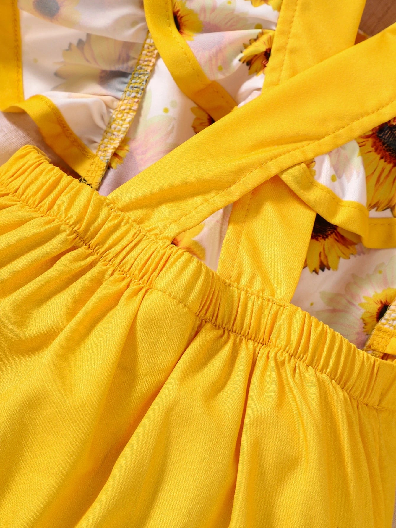 Baby Girl Sunflower Print Ruffle Trim Bodysuit