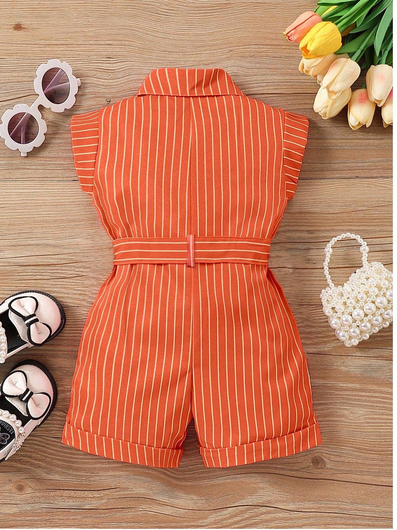 Baby Girl Vacation Casual Striped Jumpsuits