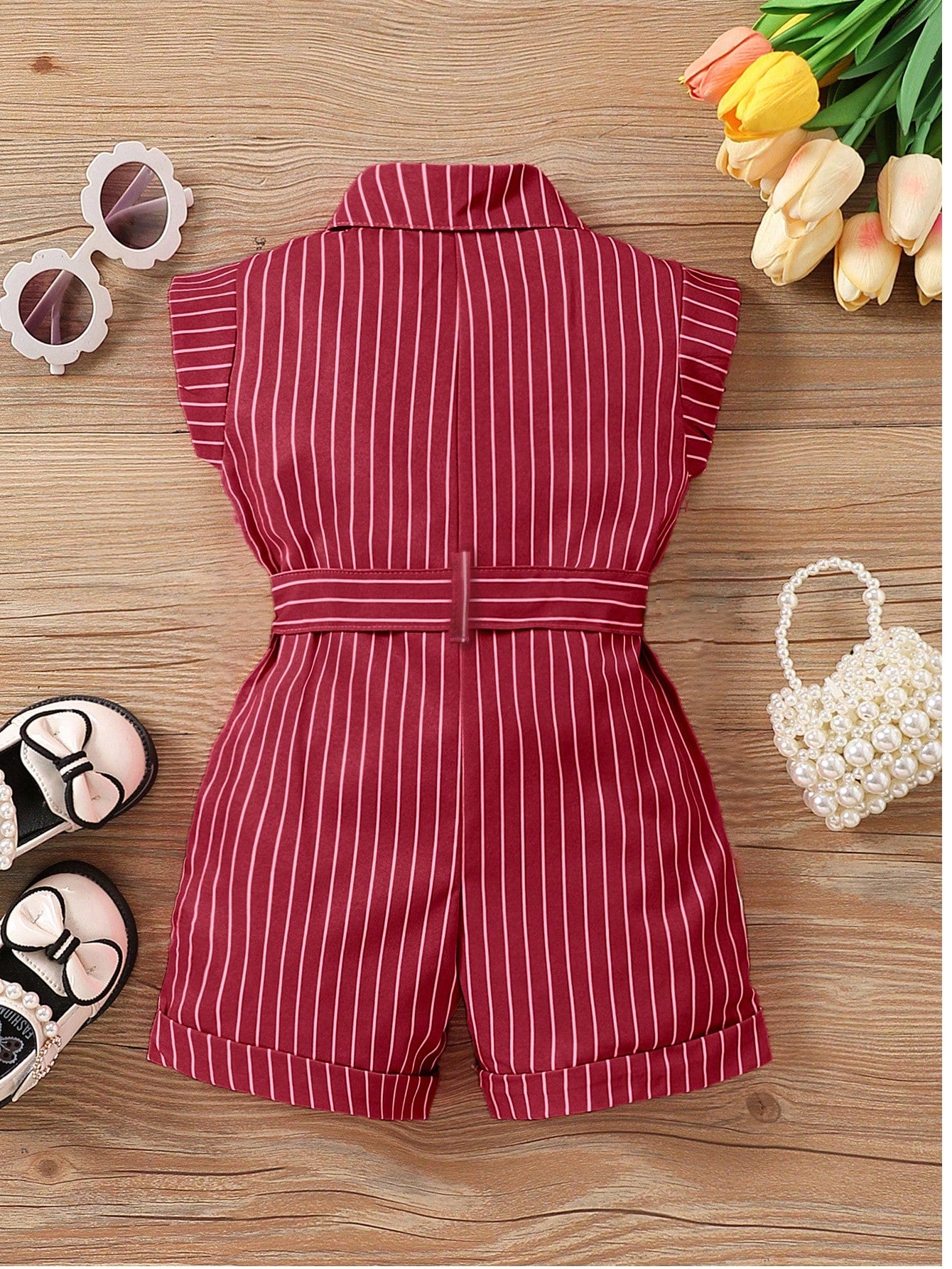 Baby Girl Vacation Casual Striped Jumpsuits
