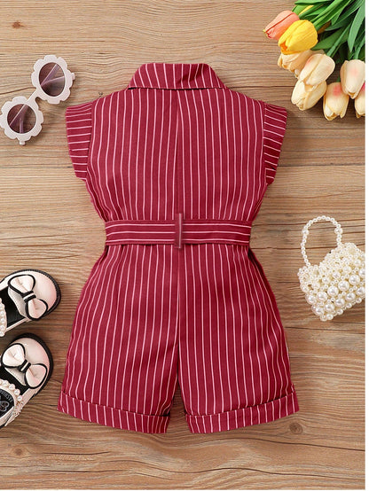 Baby Girl Vacation Casual Striped Jumpsuits