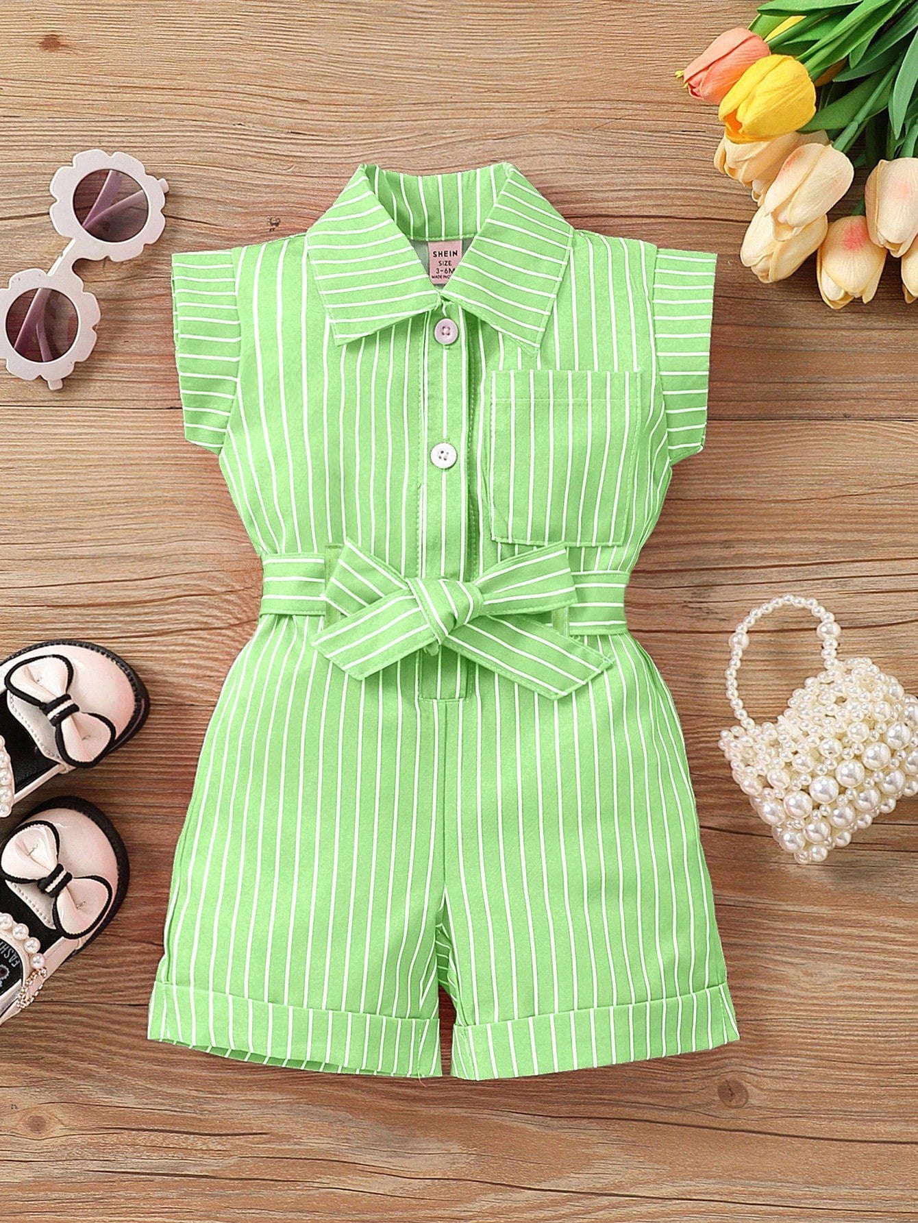 Baby Girl Vacation Casual Striped Jumpsuits
