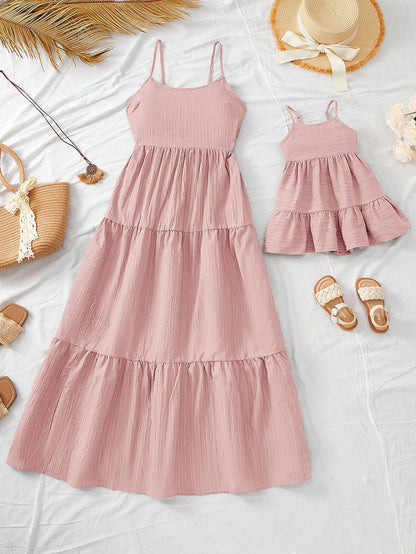 Baby Girl Woven Leopard Print Square Neck Ruffle Hem Casual Dress