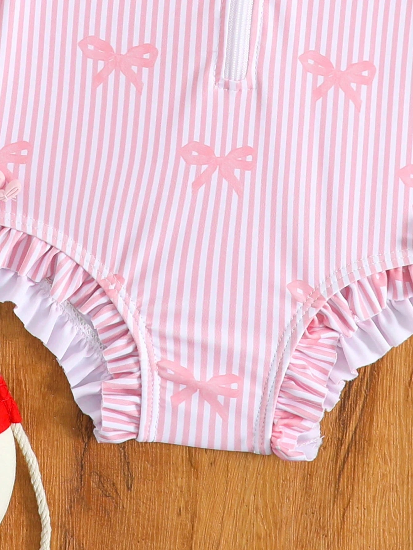 Baby Girls' Swimsuit,Holiday Blue Seashell Starfish Bow Pattern Long Sleeve One-Piece With Front Zipper,Ruffle Hem Design,Matching Sun Hat,Stretchy