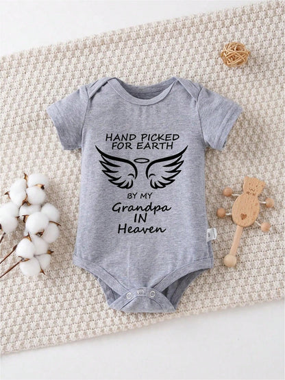 Baby, Hand-Picked By My Grandpa In Heaven, With Letter Prints, Available In Multiple Colors, 100% Cotton, Suitable For Daily Wear