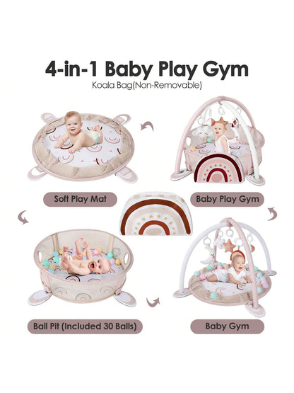 Baby Play Mat Baby Gym,Tummy Time Mat For Floor Activity Gym Ball Pit Including 30 Balls With 5 Infant Learning Sensory Baby Toys BabyActivityGym