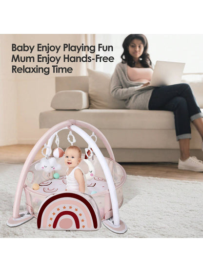 Baby Play Mat Baby Gym,Tummy Time Mat For Floor Activity Gym Ball Pit Including 30 Balls With 5 Infant Learning Sensory Baby Toys BabyActivityGym