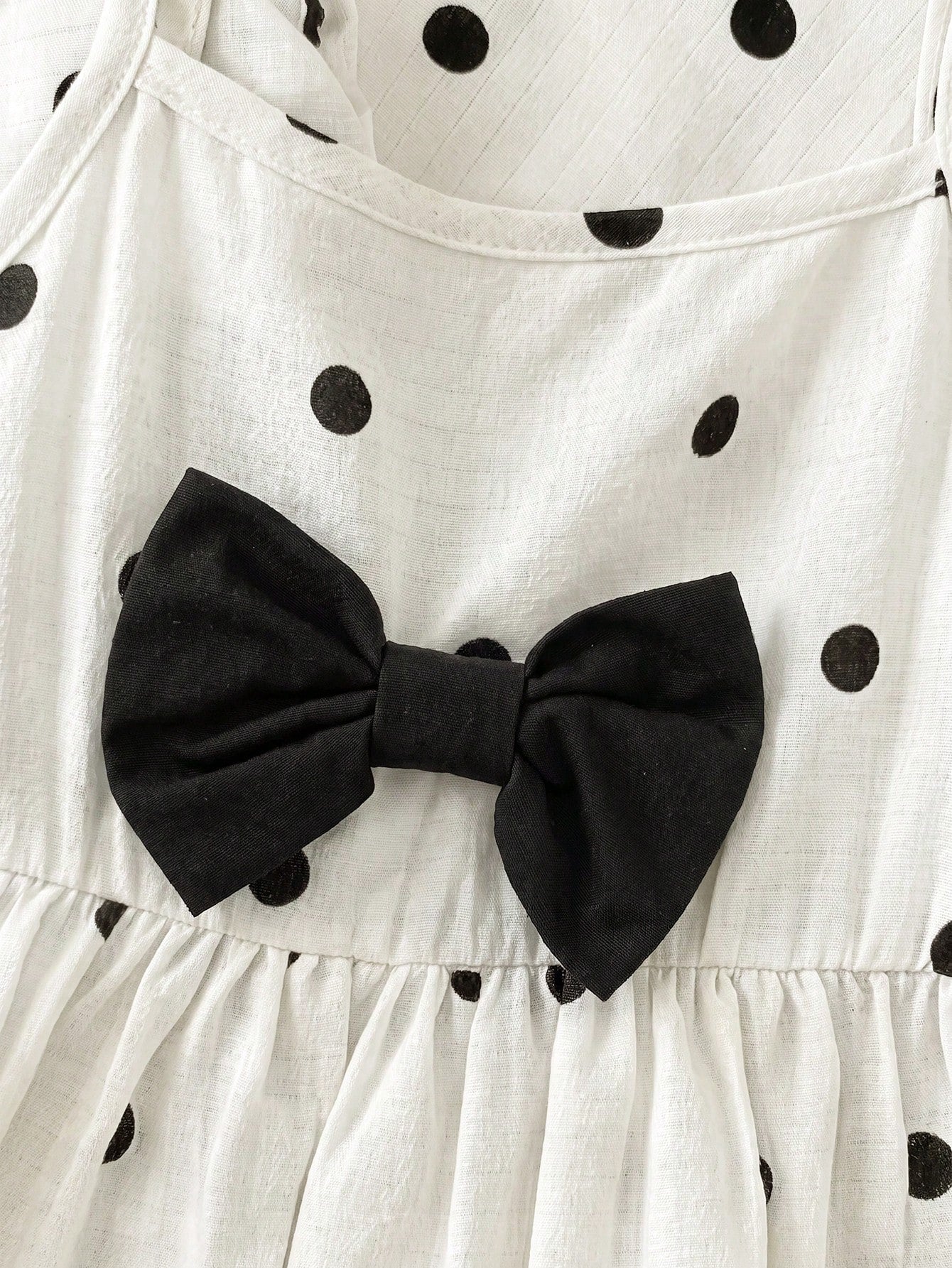 Babygirl Cute Polka Dot Cami Dress & Black Jacket 2pcs Set