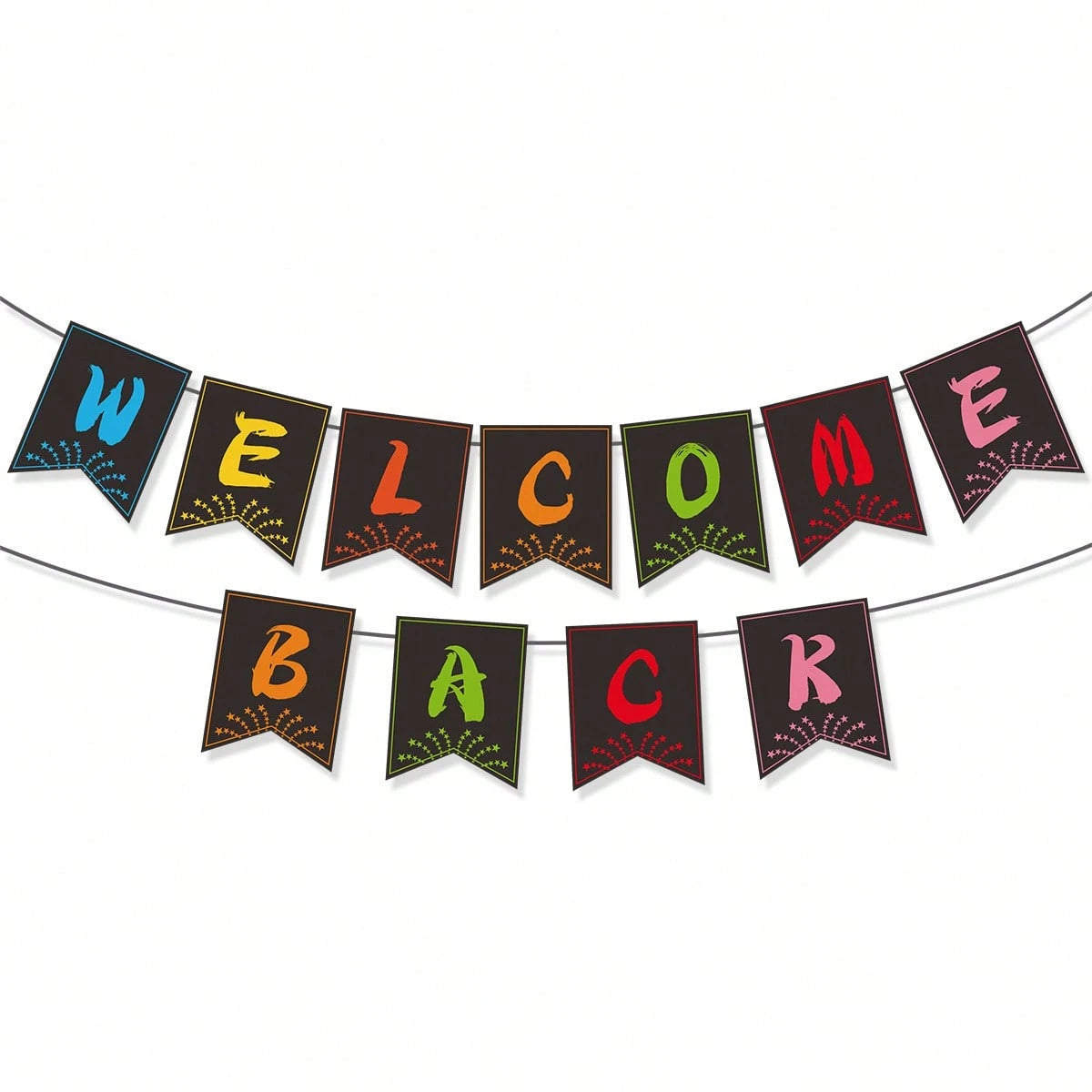 Back To School Student Welcome Paper Bunting Banner With Apple, Pencil, Ruler Print For Classroom Hanging Decoration