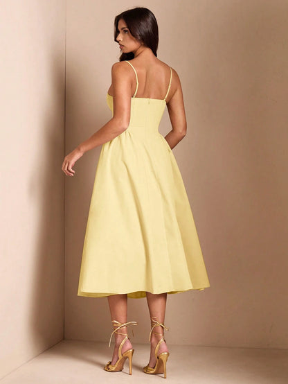 BAE Elegant Women's Sleeveless Long Puff Dress, Suitable For Daily Dates, Outings, Nightclubs, Parties, And Gatherings In Autumn,Summer Dresses For Women