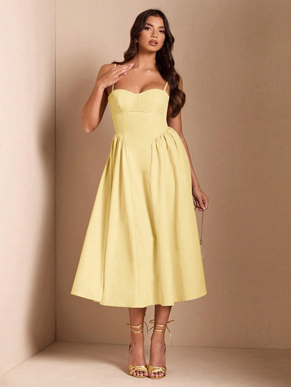 BAE Elegant Women's Sleeveless Long Puff Dress, Suitable For Daily Dates, Outings, Nightclubs, Parties, And Gatherings In Autumn,Summer Dresses For Women