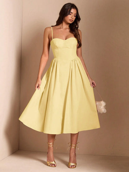BAE Elegant Women's Sleeveless Long Puff Dress, Suitable For Daily Dates, Outings, Nightclubs, Parties, And Gatherings In Autumn,Summer Dresses For Women