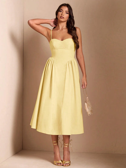 BAE Elegant Women's Sleeveless Long Puff Dress, Suitable For Daily Dates, Outings, Nightclubs, Parties, And Gatherings In Autumn,Summer Dresses For Women