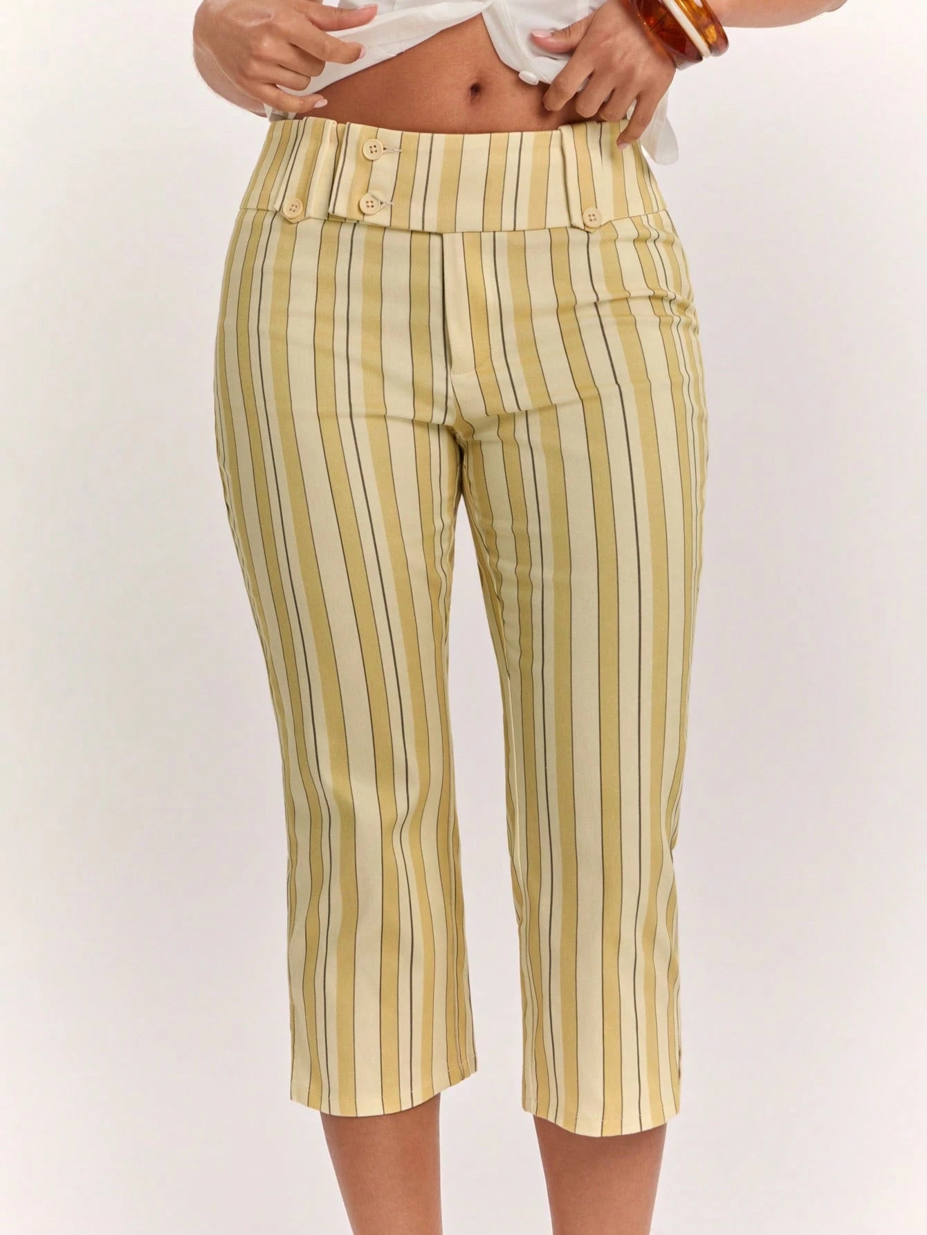 BAE Women's Cute Casual Holiday Colorful Striped Low-Waist Slit Capri Pants, Resort Length Outdoor Y2K Style Vintage