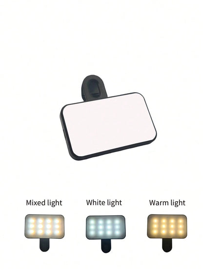 Baijun XU 1pc LED Selfie Light, 3 Lighting Modes, Portable Clip-On Fill Light, Suitable For Makeup, Live Streaming, Zoom Meetings, Rechargeable For Phone & Camera