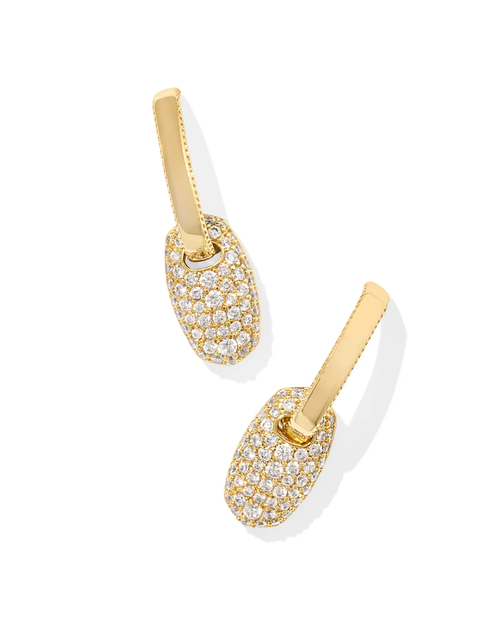 Bailey Pave Huggie Earrings Rhodium White Crystal