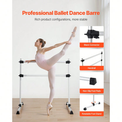 Ballet Barre, 4 Ft Aluminum Double Barre Bar For Home, Freestanding Portable Ballet Stretching Dance Bars, Height Adjustable Anti-Wobble Fitness Studio Equipment, For Pilates Balance Workout