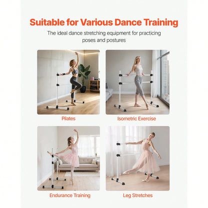 Ballet Barre, 4 Ft Aluminum Double Barre Bar For Home, Freestanding Portable Ballet Stretching Dance Bars, Height Adjustable Anti-Wobble Fitness Studio Equipment, For Pilates Balance Workout