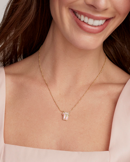 Ballet Short Pendant Necklace Blush MOP Gold