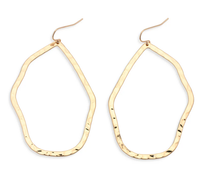 Banks Hammered Gold Asymmetrical Hoop Earrings 2.5 in