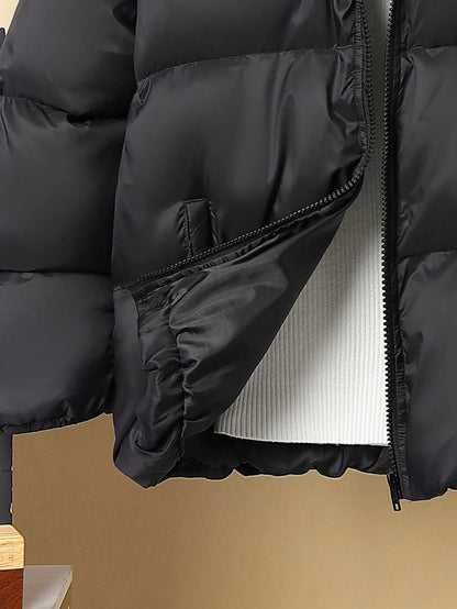 Basic Thickened Hooded Padded Coat For Tween Boys,In Fall/Winter