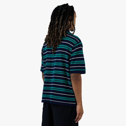 BEAMS 12 Gauge Mesh Polo Shirt / Navy