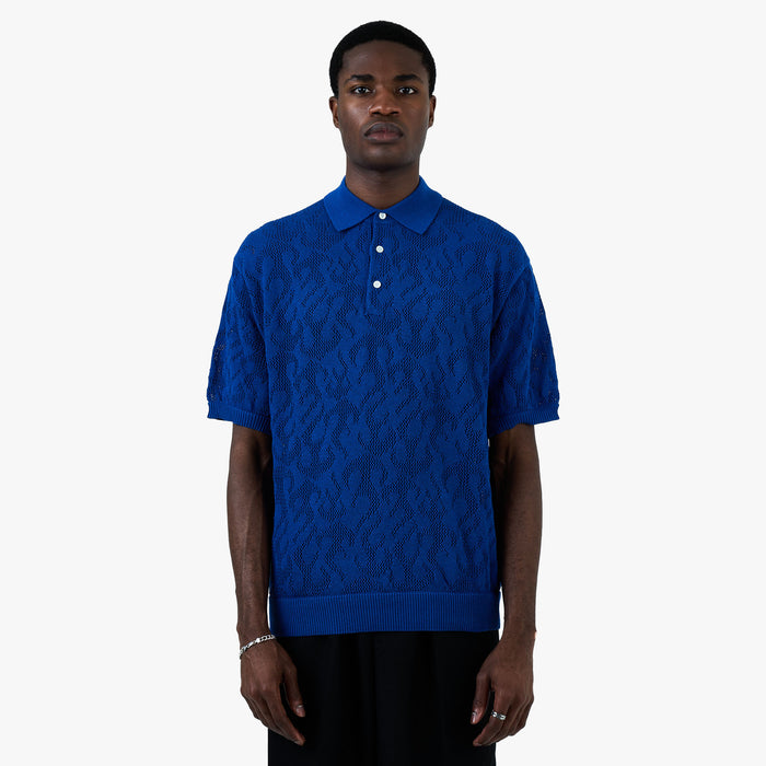 BEAMS 12 Gauge Mesh Polo Shirt / Royal Blue