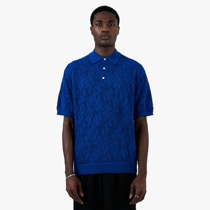BEAMS 12 Gauge Mesh Polo Shirt / Royal Blue