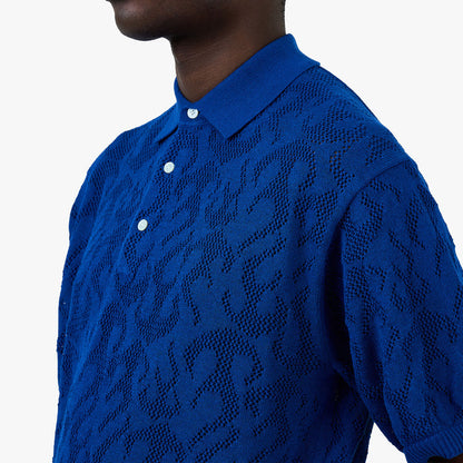BEAMS 12 Gauge Mesh Polo Shirt / Royal Blue
