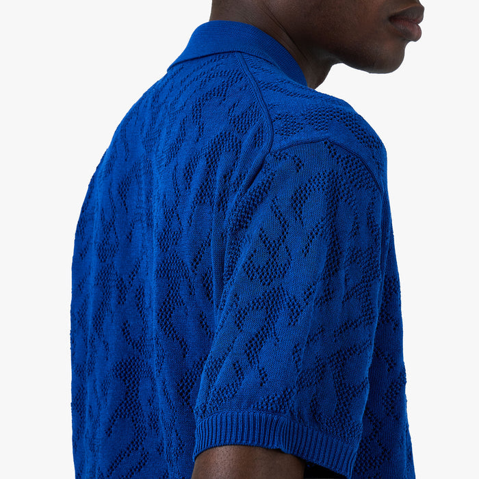 BEAMS 12 Gauge Mesh Polo Shirt / Royal Blue