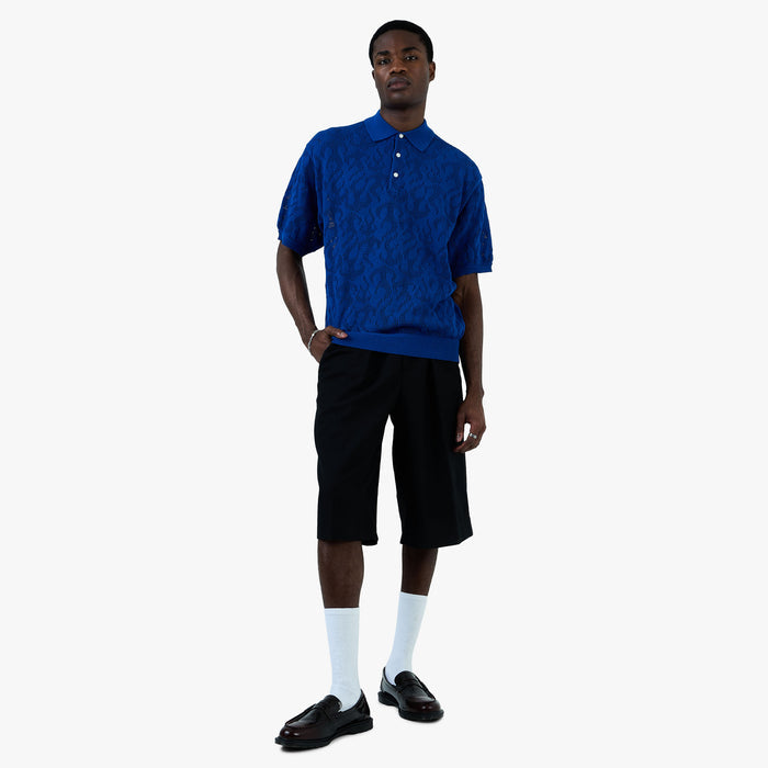 BEAMS 12 Gauge Mesh Polo Shirt / Royal Blue