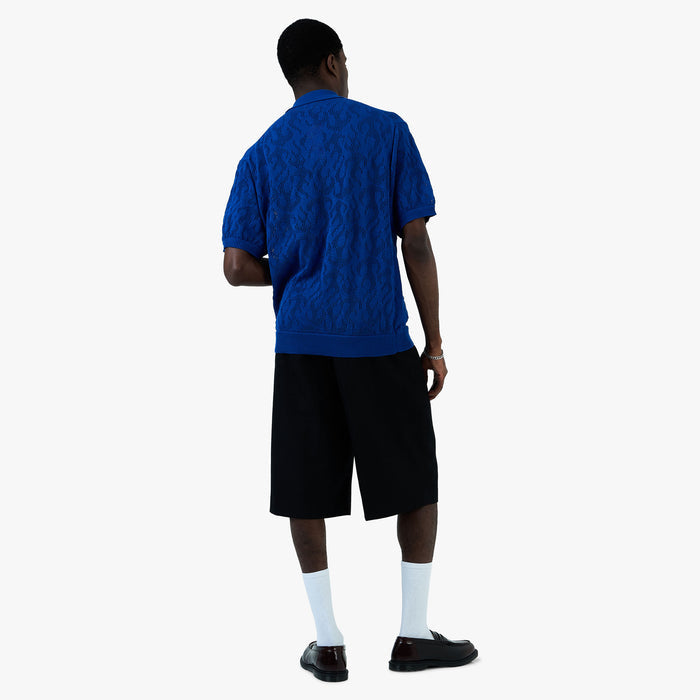 BEAMS 12 Gauge Mesh Polo Shirt / Royal Blue