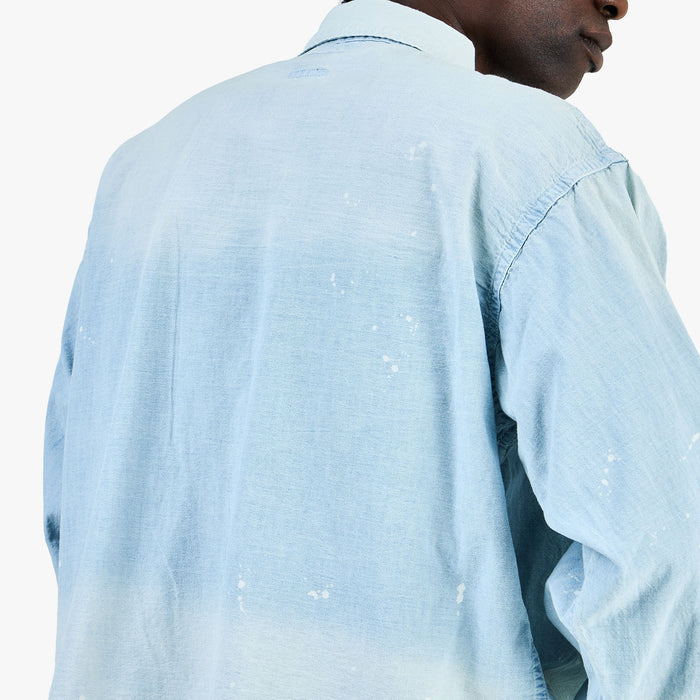 BEAMS Damage Chambray Shirt / Fade Blue