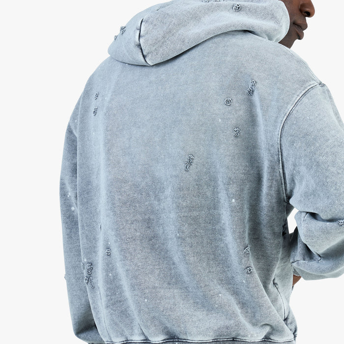 BEAMS Damage Short Hoodie / Fade Grey