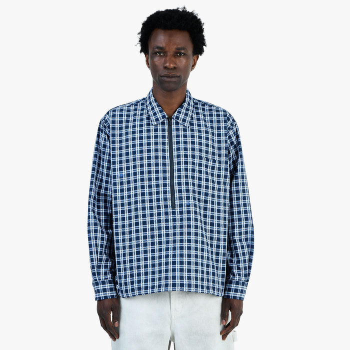 BEAMS Half-Zip Pullover Shirt / Blue