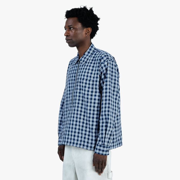 BEAMS Half-Zip Pullover Shirt / Blue
