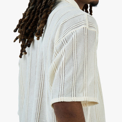 BEAMS Mesh Open Collar Shirt / Off White