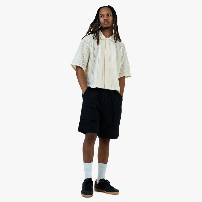 BEAMS Mesh Open Collar Shirt / Off White