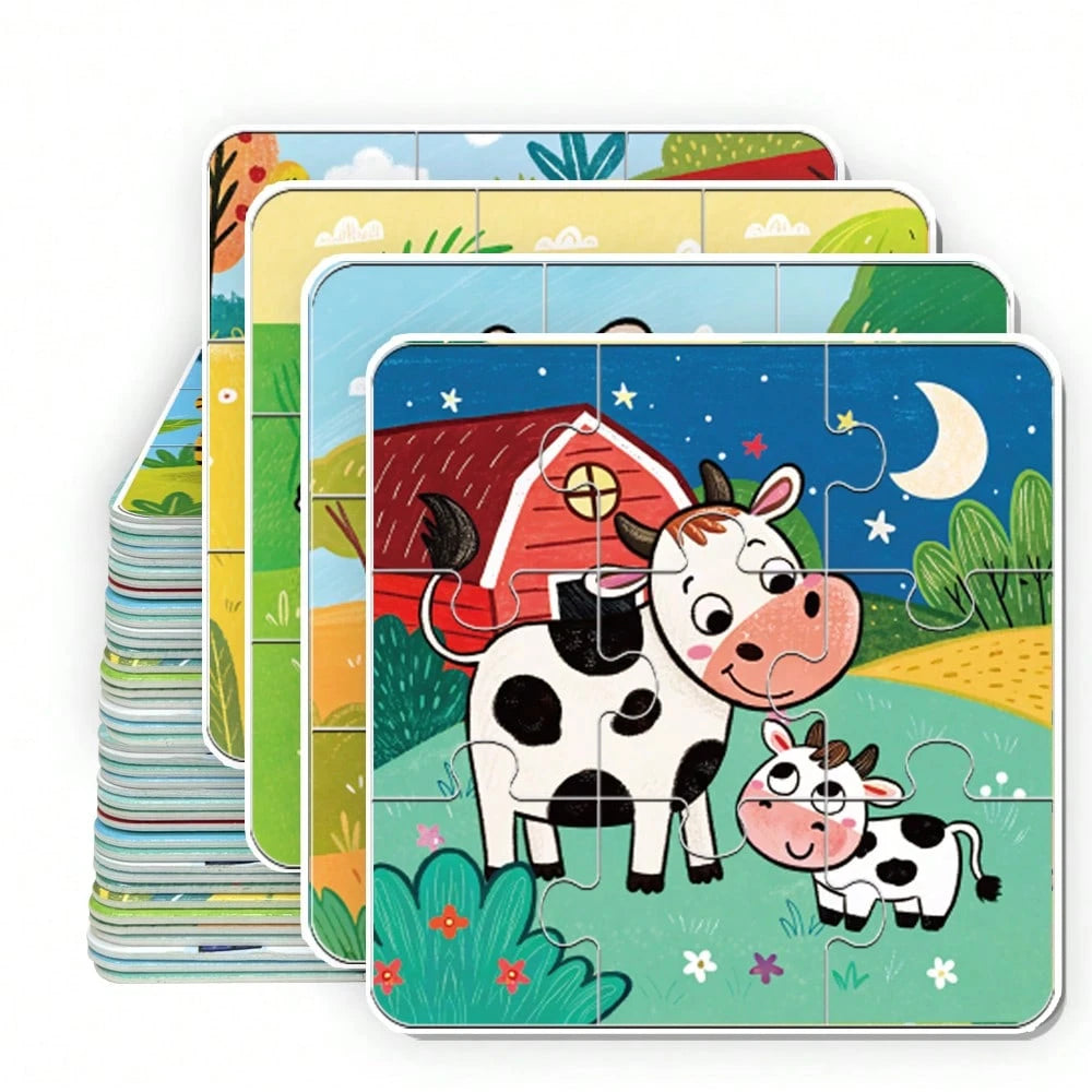 beartale 36pcs DIY Puzzle Set, Featuring Colorful Animal, Dinosaur, And Vehicle Designs, Suitable For Preschool Children, Helps Develop Coordination And Motor Skills. This Puzzle Toy Combines Montesso