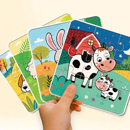 beartale 36pcs DIY Puzzle Set, Featuring Colorful Animal, Dinosaur, And Vehicle Designs, Suitable For Preschool Children, Helps Develop Coordination And Motor Skills. This Puzzle Toy Combines Montesso