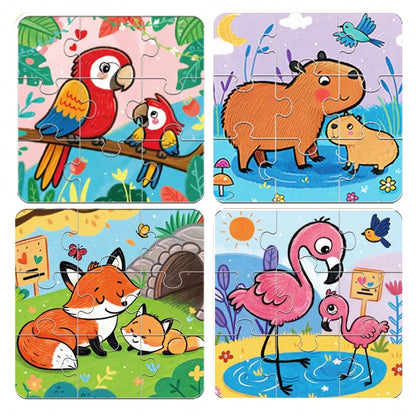 beartale 36pcs DIY Puzzle Set, Featuring Colorful Animal, Dinosaur, And Vehicle Designs, Suitable For Preschool Children, Helps Develop Coordination And Motor Skills. This Puzzle Toy Combines Montesso