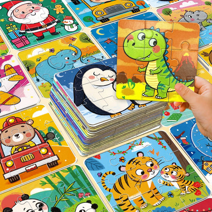 beartale 36pcs DIY Puzzle Set, Featuring Colorful Animal, Dinosaur, And Vehicle Designs, Suitable For Preschool Children, Helps Develop Coordination And Motor Skills. This Puzzle Toy Combines Montesso